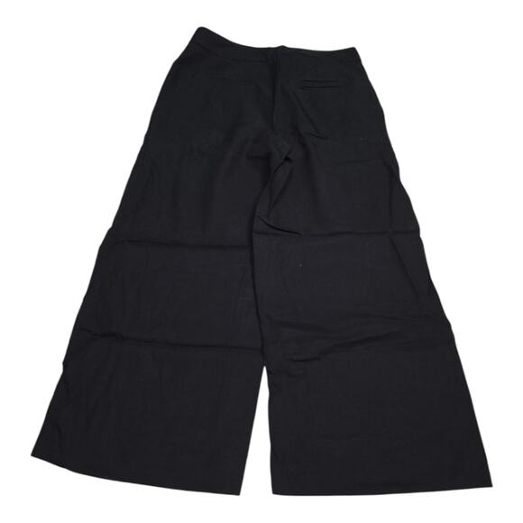 Loft Women's Black Gaucho Wide Leg Linen Blend Cropped Pants Size 6 - Picture 3 of 8